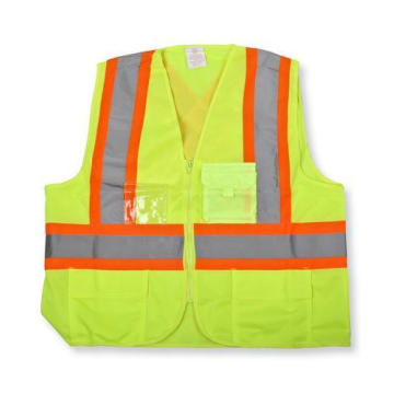 Zipper Front Polyester Lime Green Safety Vest